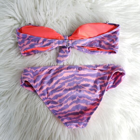 Victoria's Secret Bandeau Bikini Tiger Print Pink Purple Mixed Size - Picture 2 of 8